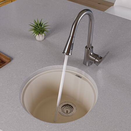 Alfi Brand Biscuit 17" Undermount Round Granite Composite Kitchen Prep Sink AB1717UM-B